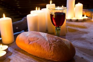 communion, bread , wine